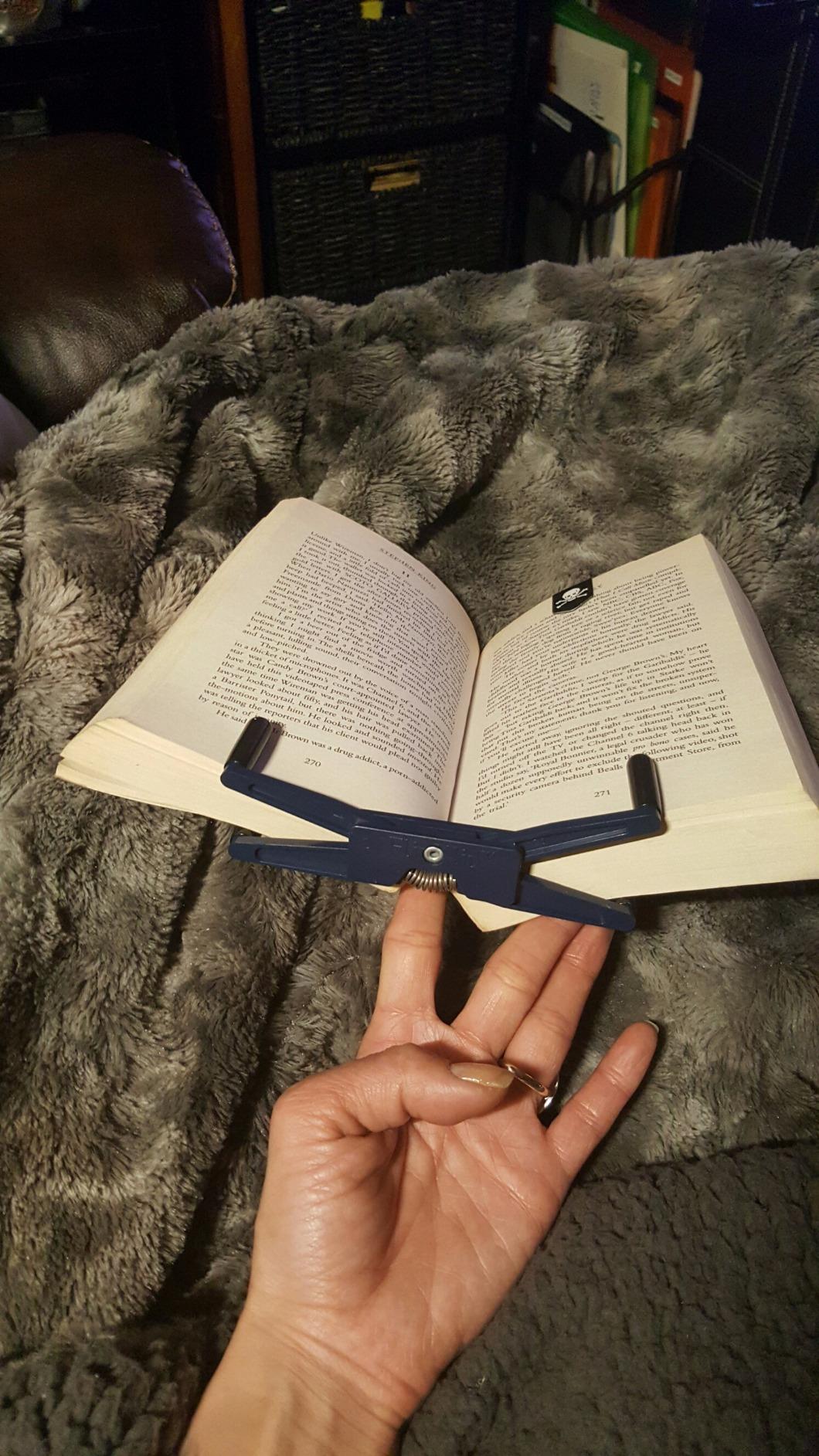 FlipKlip Portable Book Page Holder for Hands Free Reading in Bed, on the Go - Works on Hardcovers, Paperbacks, Magazines, Piano and Recipe Books customer photo 2