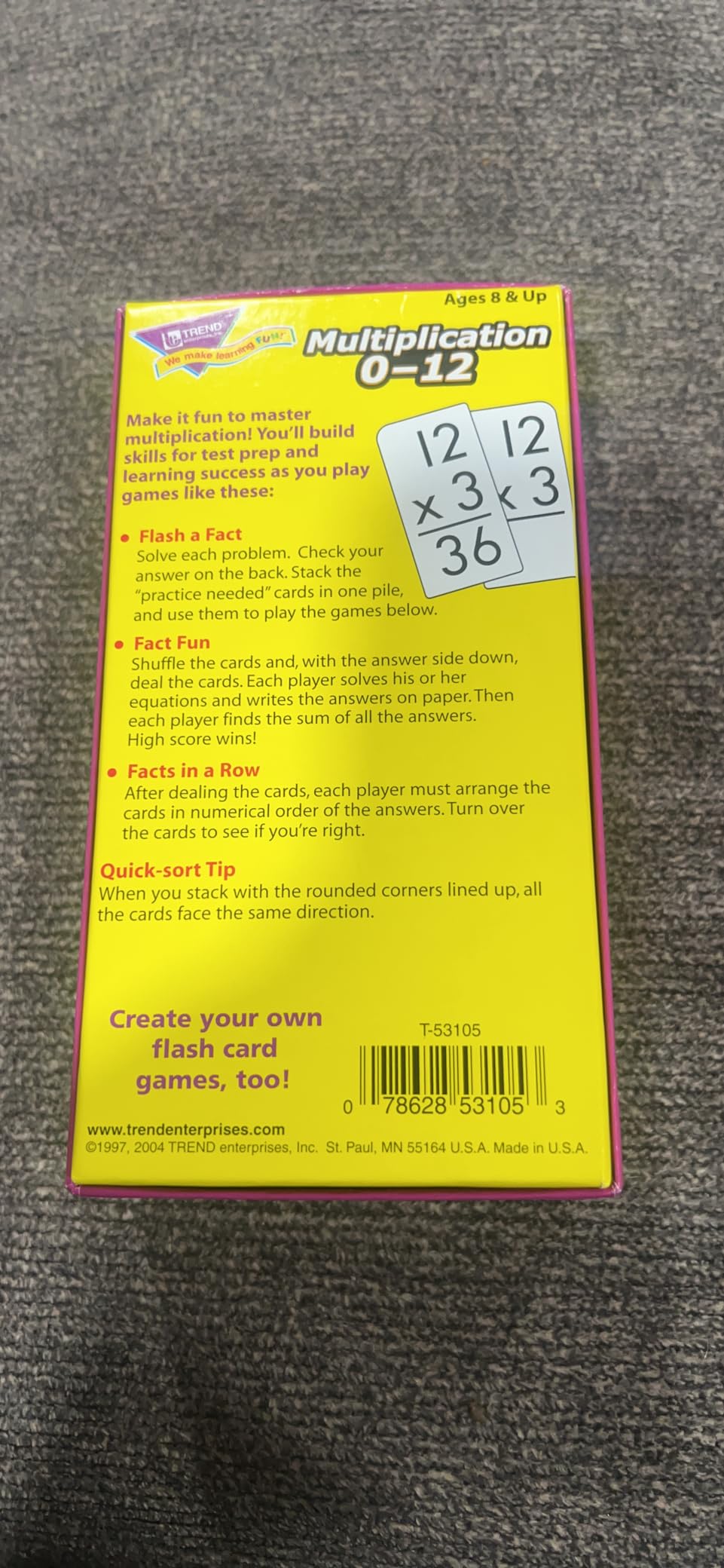 Trend Enterprises Multiplication 0-12 Flash Cards, 91 Skill Drill Cards customer photo 2