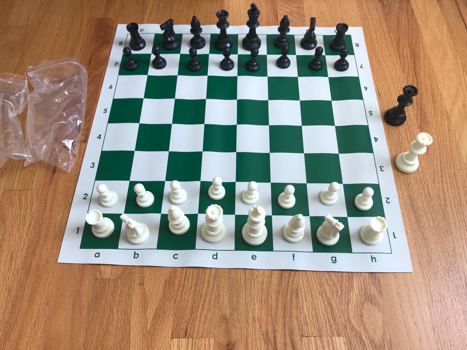 WE Games Chess Set - Tournament Style with 34 Pieces, Vinyl Roll-Up Board, Storage Bag & Equalizer Dice. Ideal for Adults customer photo 1