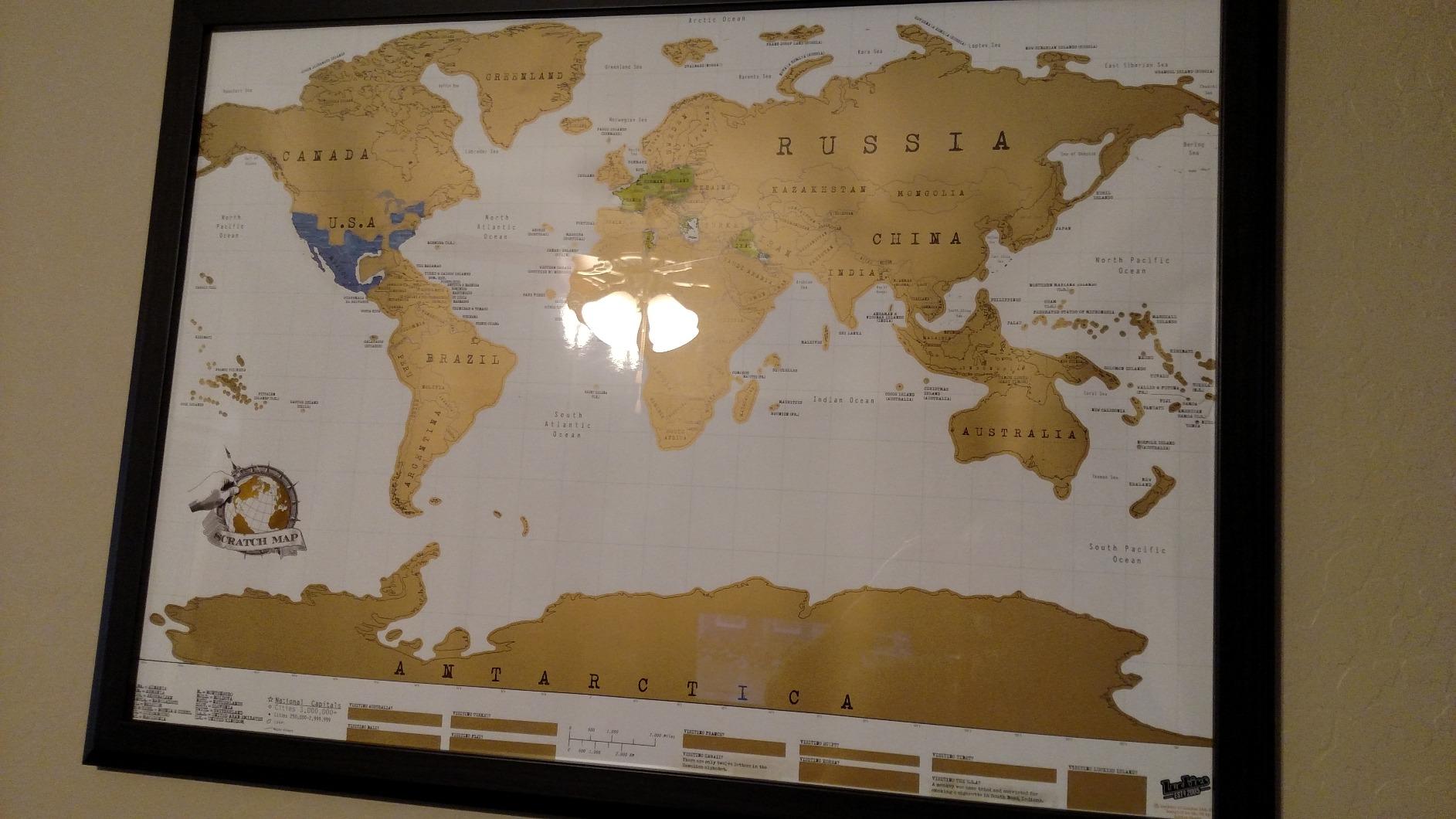 Luckies Scratch Map - Scratch Off World Map - World Travel Maps Frame - Countries Visited Maps - Scratchable Poster with Tube - Detailed Europe & US States Poster - Scratchable Wall Pin Board - Regular customer photo 1