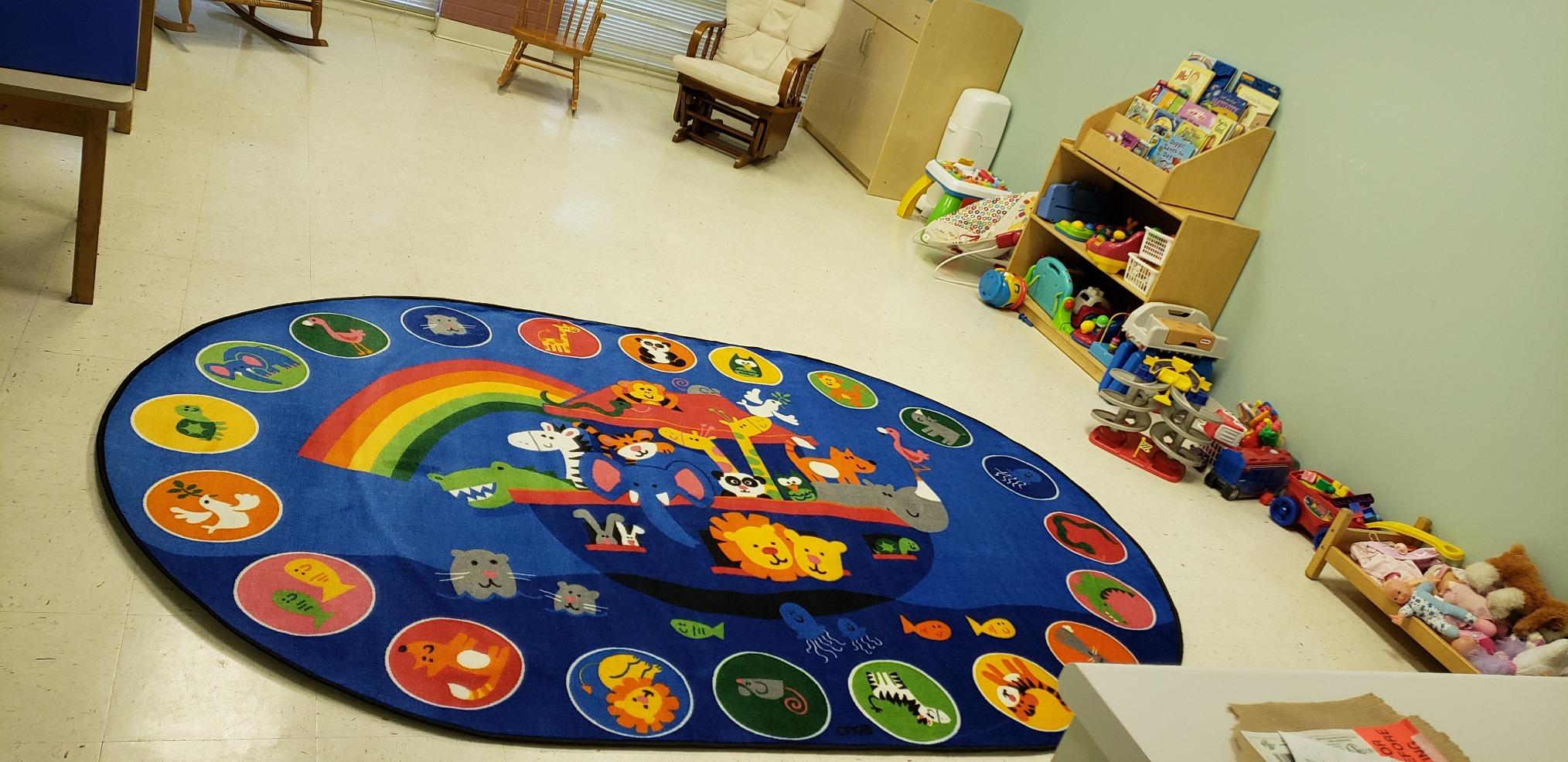Carpets for Kids KID$Value Plus 80006 Noah's Voyage Circletime Classroom Rug 6ft x 9ft Oval Blue customer photo 1