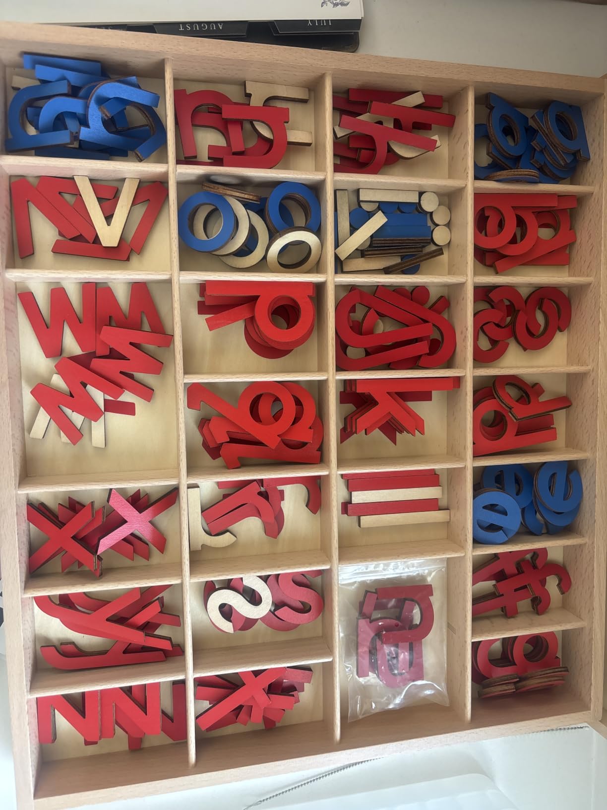 Elite Montessori Wooden Movable Alphabet with Box Preschool Spelling Learning Materials (Red & Blue, 5mm Thick) customer photo 1