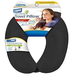 Cloudz Dual Comfort Microbead Airplane Travel Neck Pillow. Super Soft Cozy Plush Fabric on One Side, Cool Relaxing Spandex on the Other! Customize Your Comfort and Support at Home or On the Go!- Blue customer photo 2