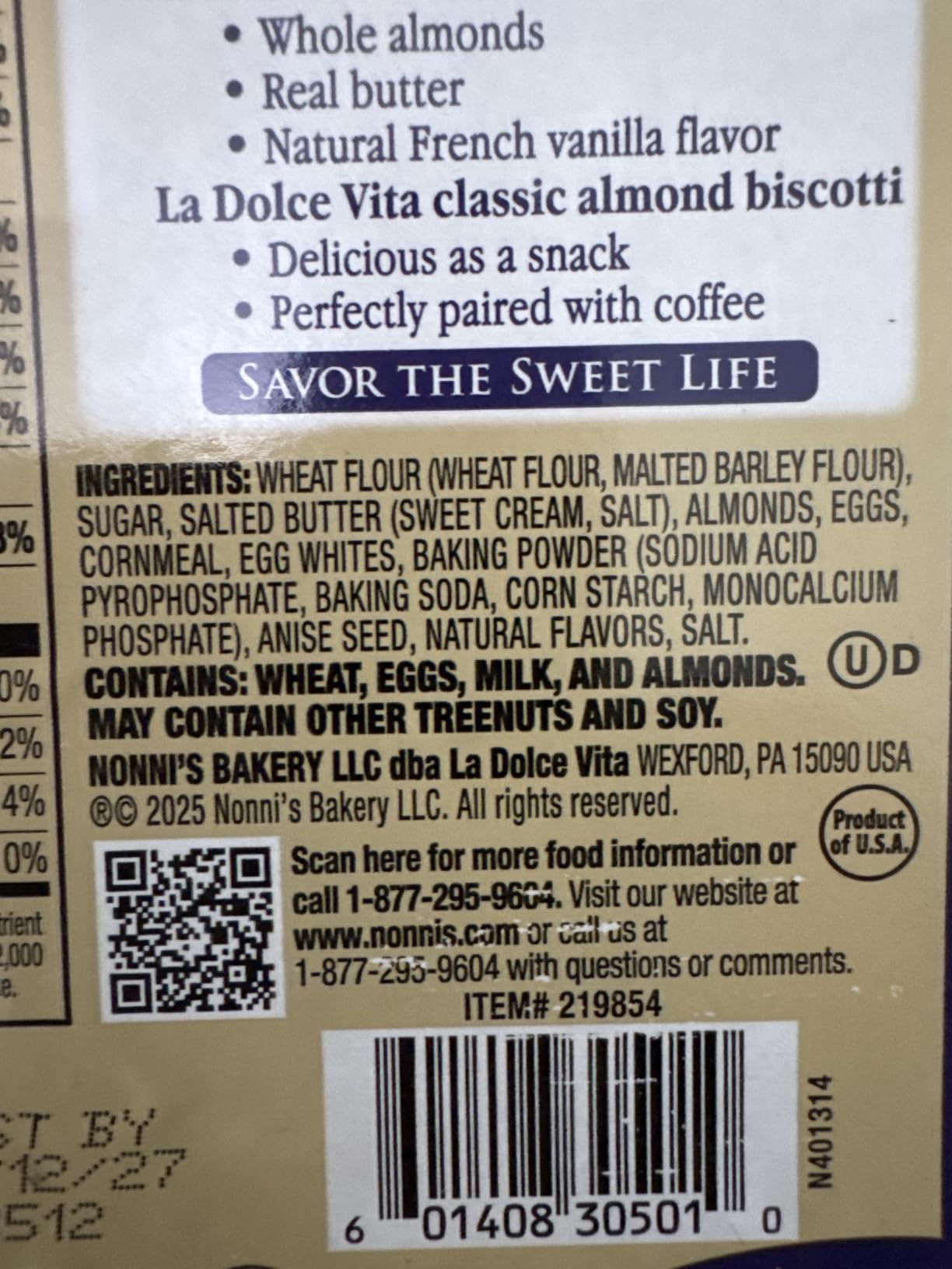 La Dolce Vita Almond Biscotti, Authentic Italian-Style Cookies, 40oz Jar customer photo 1