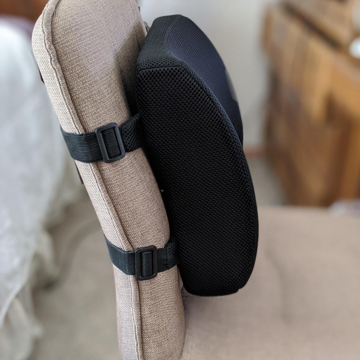 Lumbar Pillow for Chair and Car, Back Support for Office, Memory Foam Cushion with Mesh Cover - Black customer photo 1