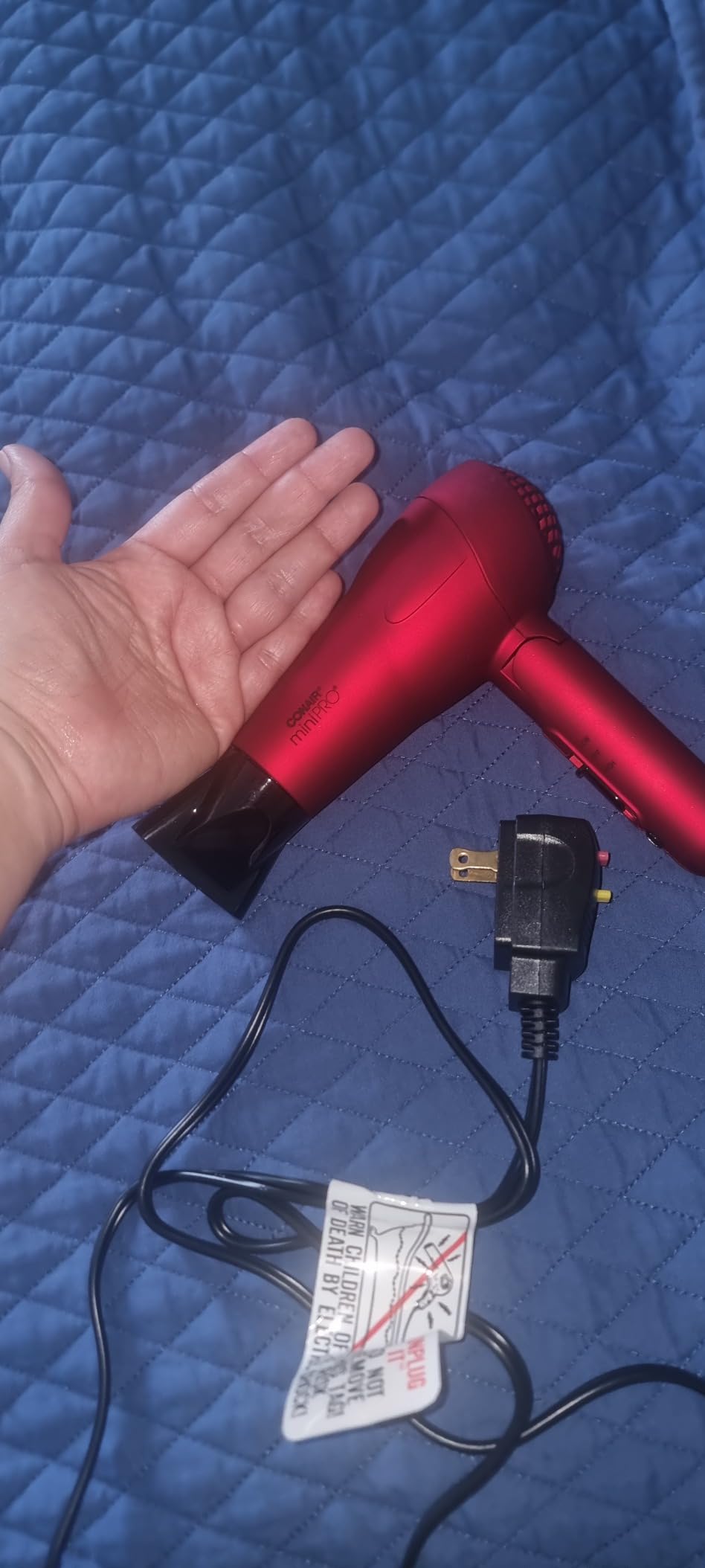 Conair Hair Dryer, Mini Pro, Travel, Folding Handle, Red customer photo 2