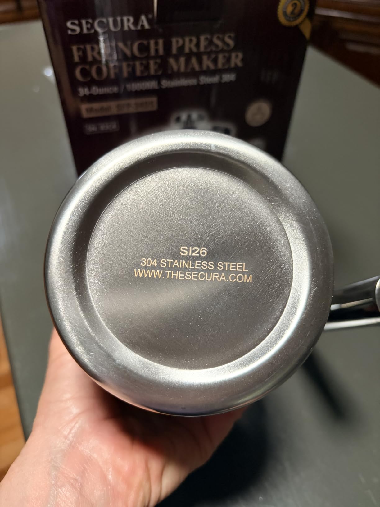Secura French Press Coffee Maker, 304 Grade Stainless Steel Insulated Coffee Press with 2 Extra Screens, 34oz (1 Litre), Silver customer photo 2