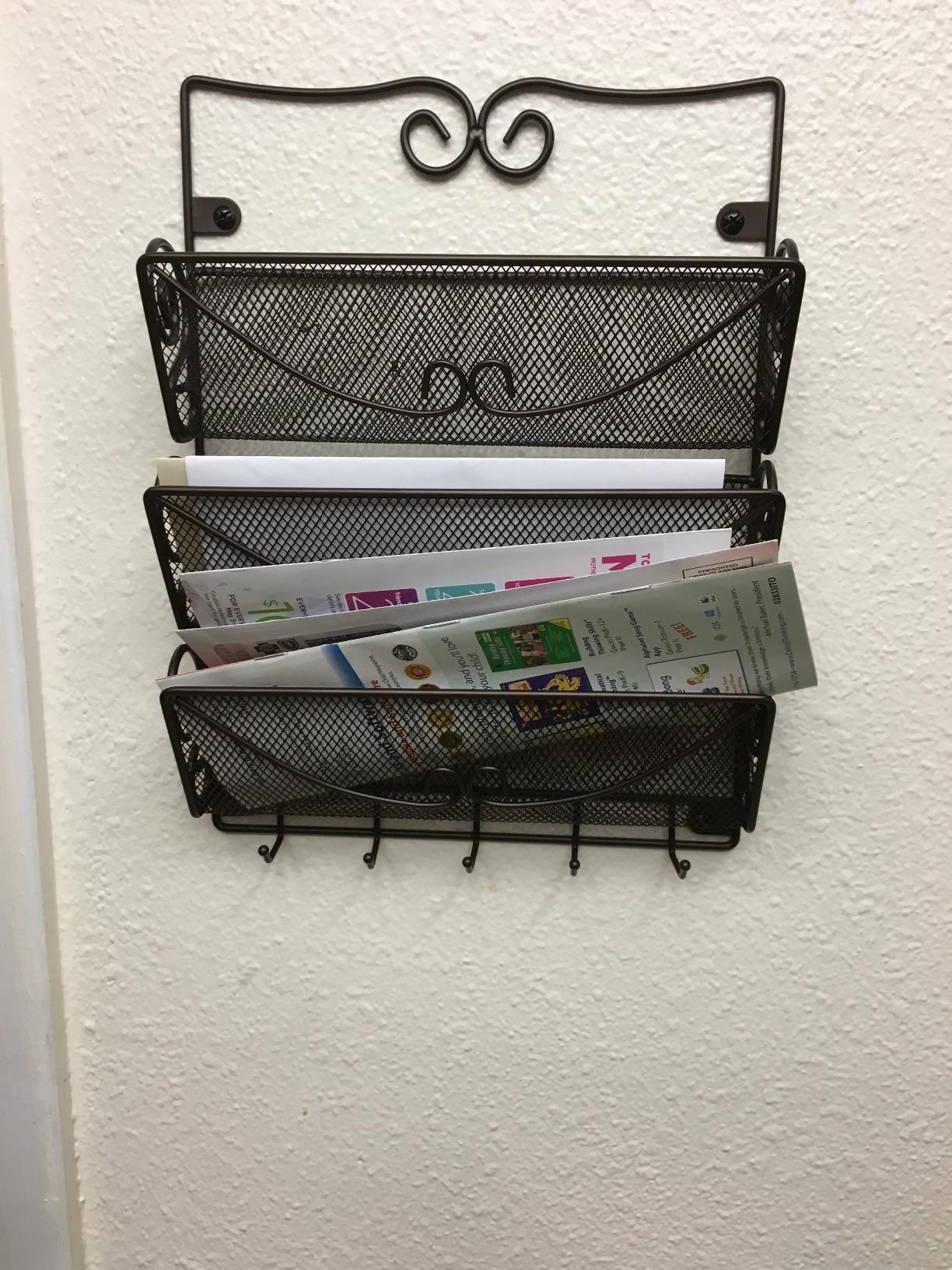 Deco Brothers Wall Mail Organizer with 5 Key Holder, 3 Tier, Bronze customer photo 1
