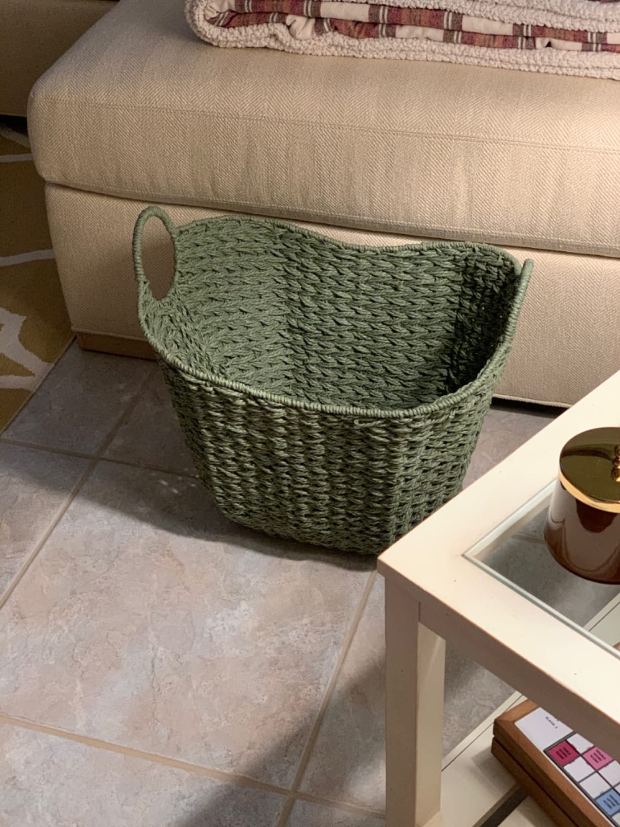 Household Essentials ML-4002 Tall Water Hyacinth Wicker Basket with Handles | Natural, Brown, Natural customer photo 2