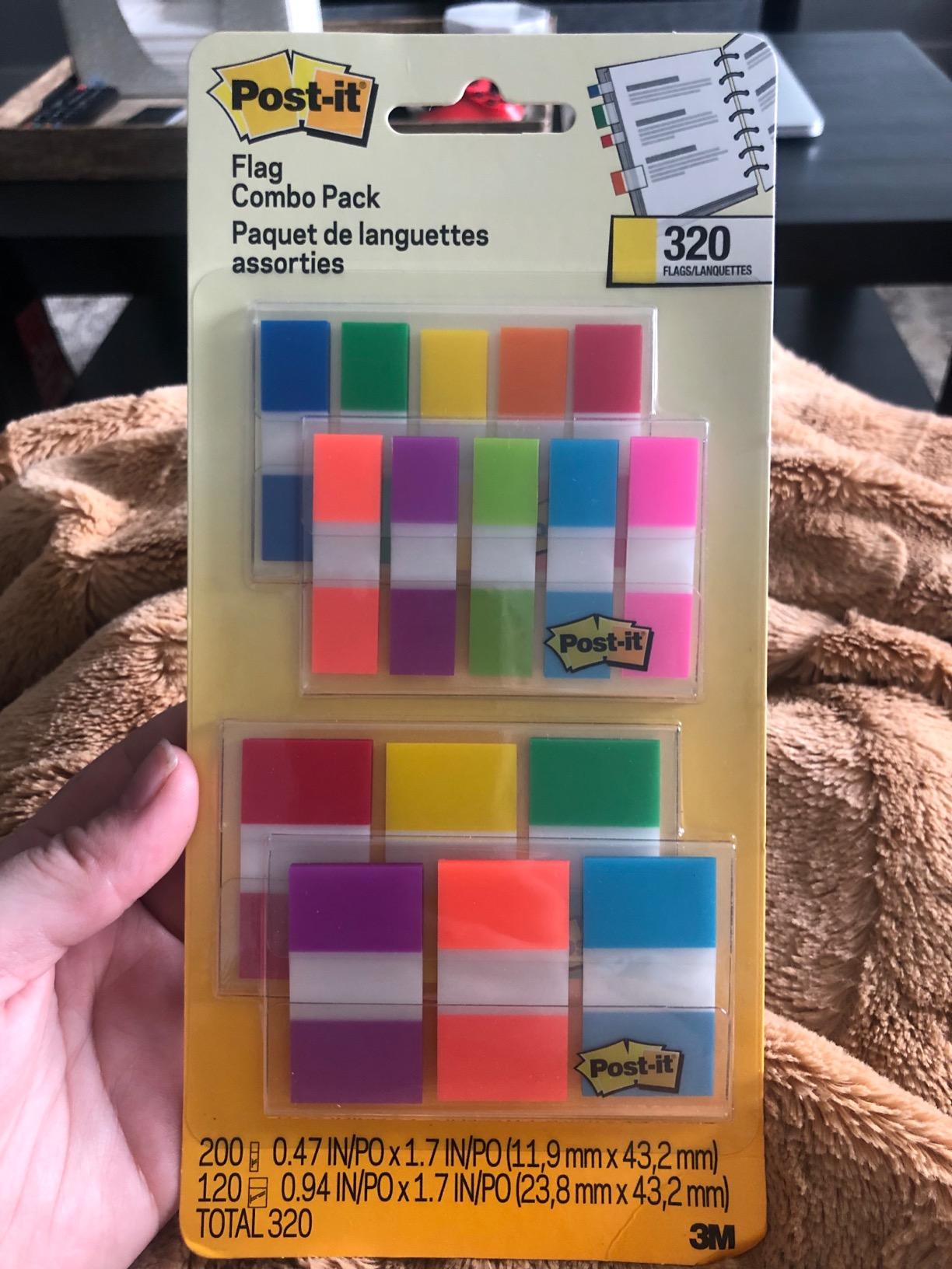 Post-it Flags Combo Pack, 4 On-The-Go Dispensers/Pack, 120 .94 in Wide and 200 .47 in Wide Flags, Assorted Colors (683-XL1) customer photo 1