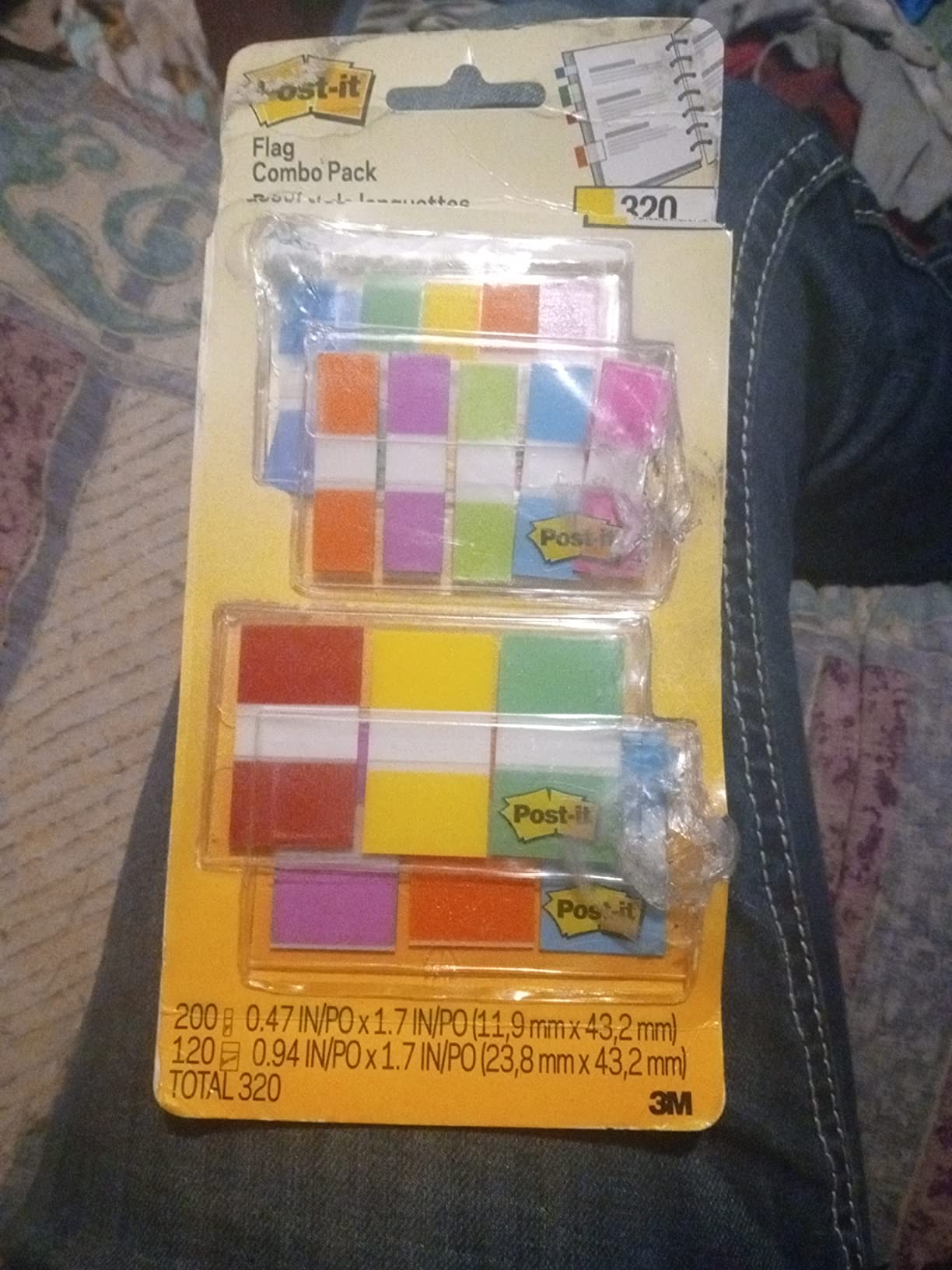 Post-it Flags Combo Pack, 4 On-The-Go Dispensers/Pack, 120 .94 in Wide and 200 .47 in Wide Flags, Assorted Colors (683-XL1) customer photo 2