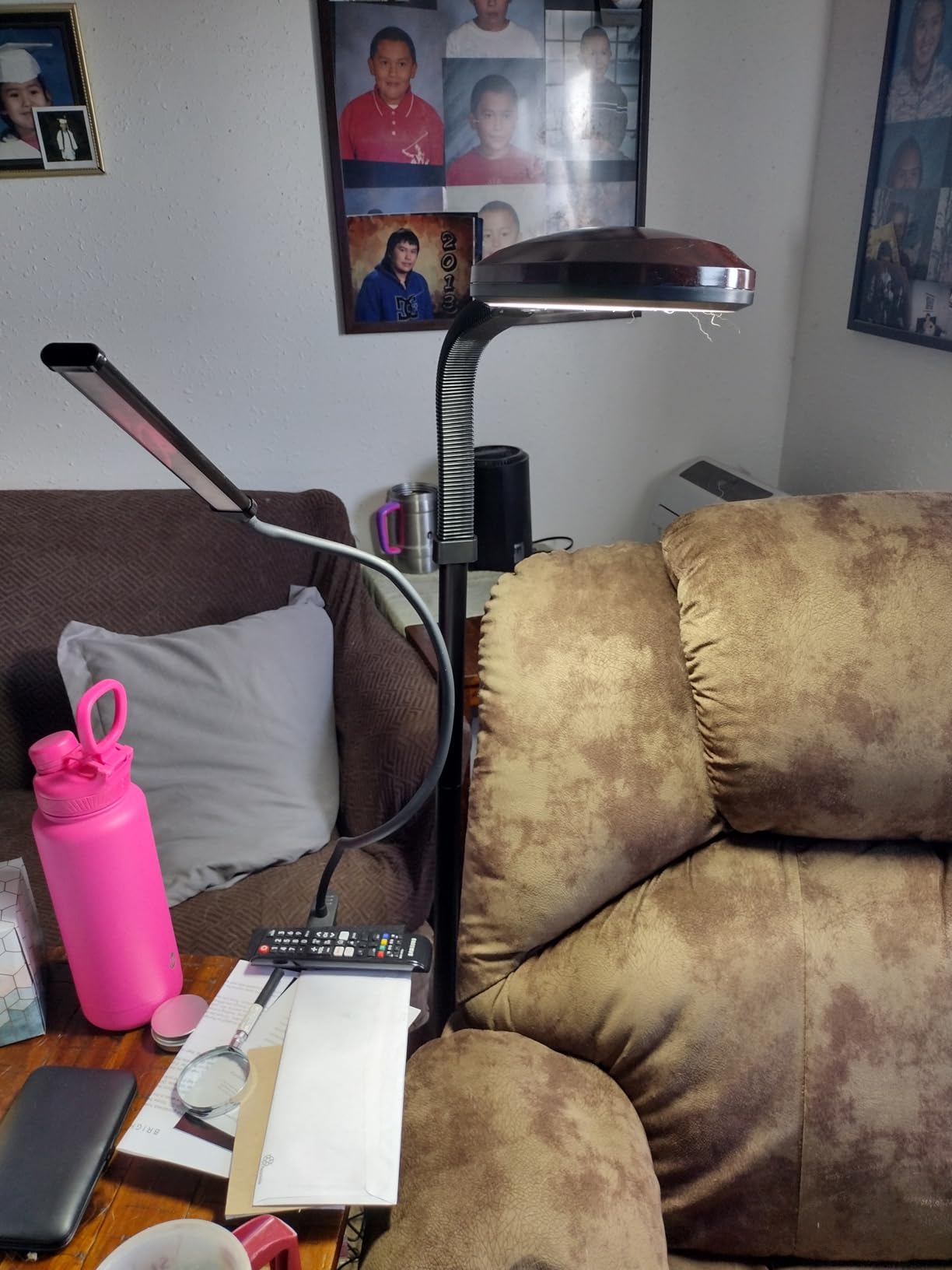 Brightech Litespan - Bright LED Floor Reading Lamp for Over Chair Crafts and Reading, Esthetician Light for Lash Extensions, Gooseneck Adjustable Standing Lamp for Living Room, Bedroom, Office - Black customer photo 1