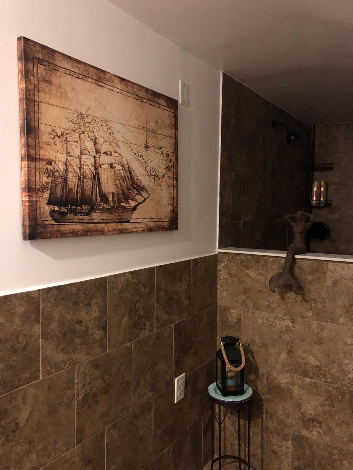 KREATIVE ARTS 7314 Vintage Adventure Ocean Sailing Map Poster Art Print Canvas Framed for Living Decor Kids Study Room Ready to Hang, 24'' x 32'' (60x80cm) customer photo 2