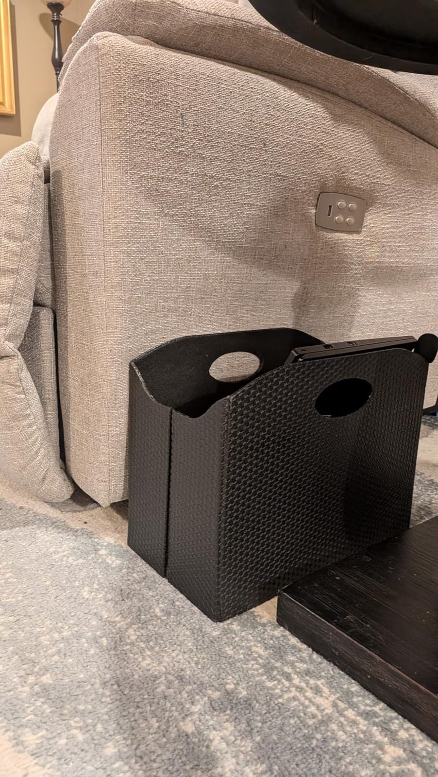 BLU MONACO | Black Woven Leather Magazine Holder with Handles | Stylish Magazine Rack for Floor or Table | Decorative Basket for Living Room, Office, or Reception customer photo 2