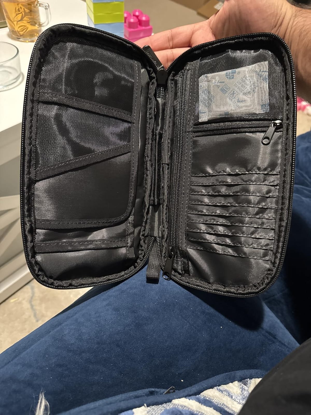 Amazon Basics RFID-blocking Passport Wallet, Passport Holder for Travel, Polyester/Nylon Material with Durable Zipper Closure, Zippered Pockets, Slots for Cards, 10
