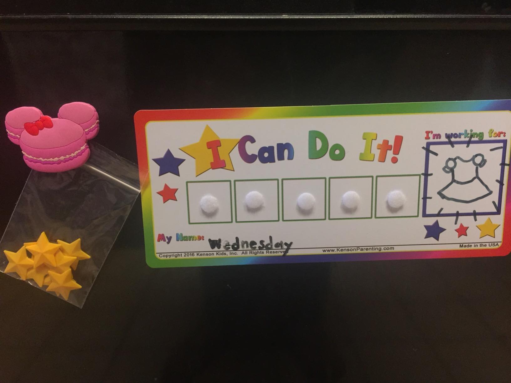 Kenson Kids “I Can Do It!” Token Board. Colorful Magnetic Rewards Chart with Positive-Reinforcement Stars and Customizable Goal Box. Great for Ages 3-10. Measures 5-Inches by 11-Inches customer photo 1