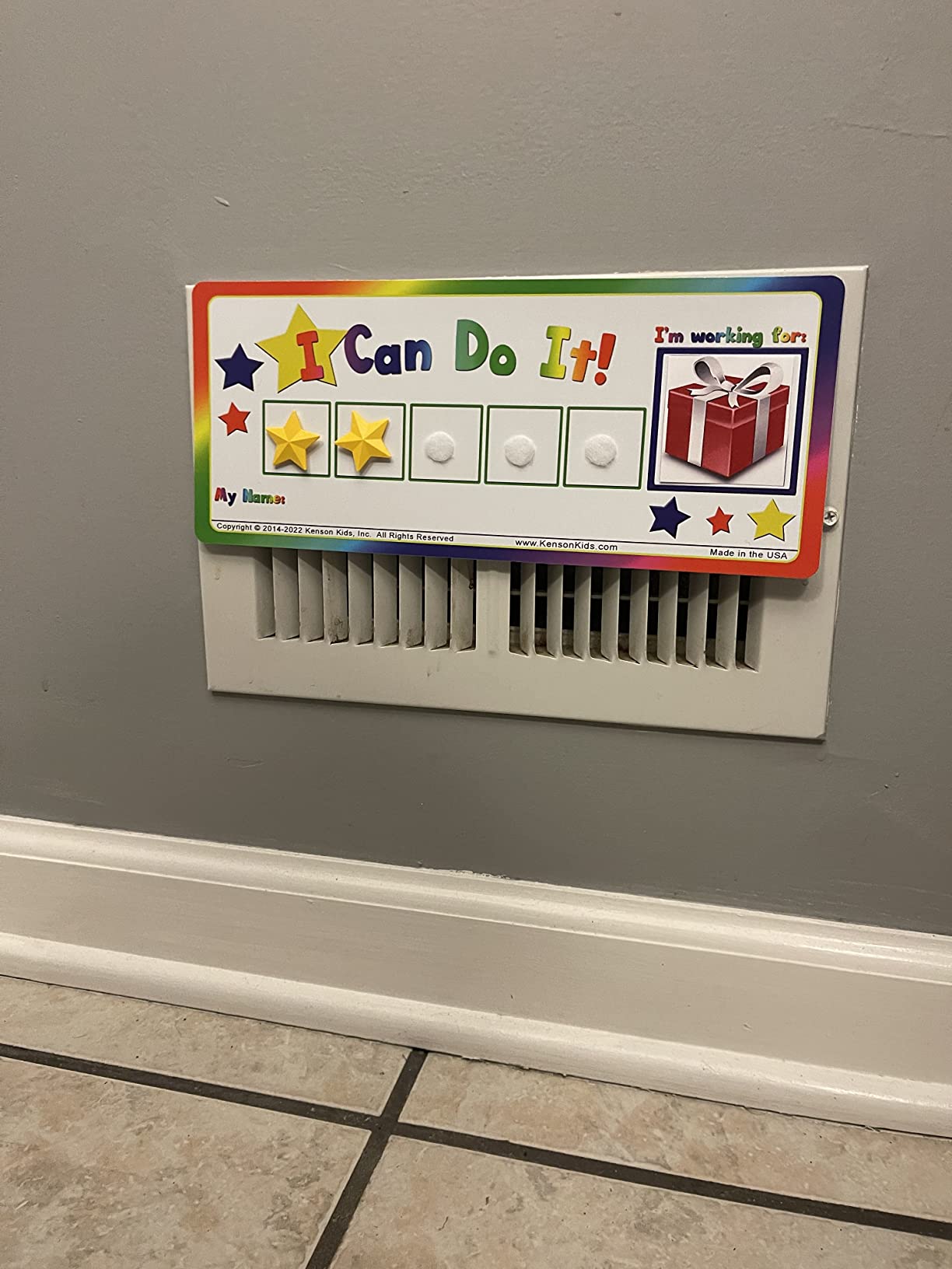 Kenson Kids “I Can Do It!” Token Board. Colorful Magnetic Rewards Chart with Positive-Reinforcement Stars and Customizable Goal Box. Great for Ages 3-10. Measures 5-Inches by 11-Inches customer photo 2