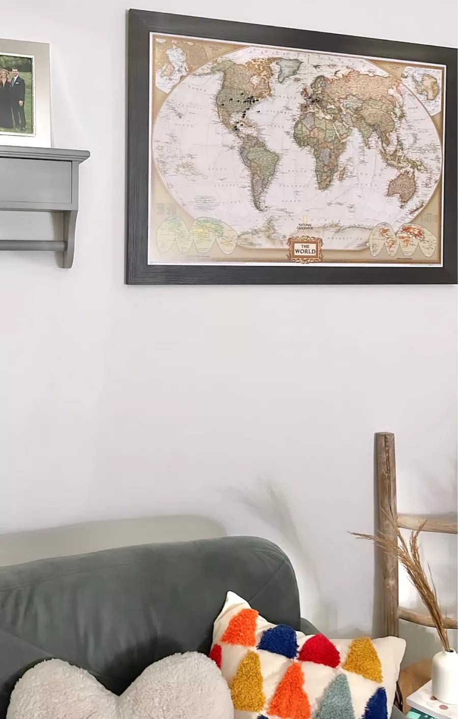 Craig Frames Travel Map with Pins, 24x36 Executive World Map for Wall Art, Modern Standard Black Frame customer photo 2