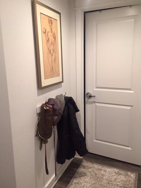 Amazon Basics Rectangular Farmhouse Wall-Mounted Coat Rack for Entryway and Bedroom, Storage Organizer, 5 Hooks, Barnwood customer photo 1