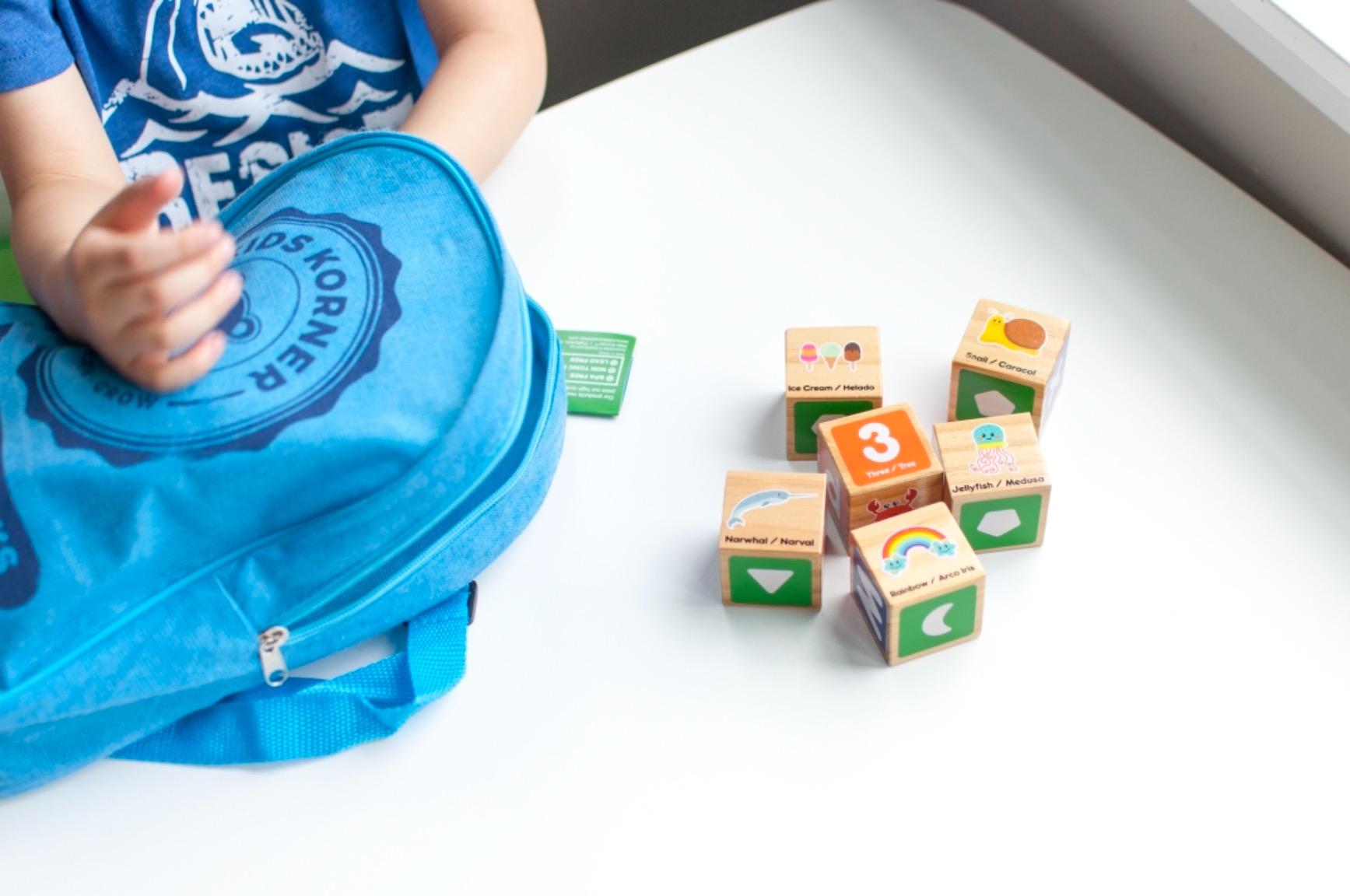 Stack & Play Bilingual Blocks - 13 Things to Learn 30pc Wood Cubes + eBook customer photo 2