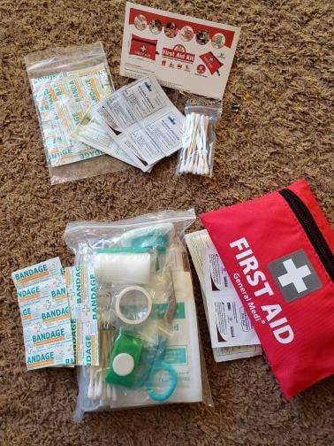 General Medi Mini First Aid Kit, 110 Piece Small First Aid Kit - Includes Emergency Foil Blanket, Scissors for Travel, Home, Office, Vehicle, Camping, Workplace & Outdoor (Red) customer photo 2