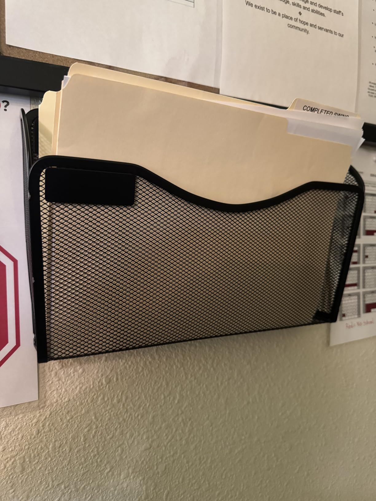 samstar 6 Pack Mesh Wall Mounted File Holder Metal Wall File Pocket Mail Organizer for Office/Home(with Label Panel) customer photo 1