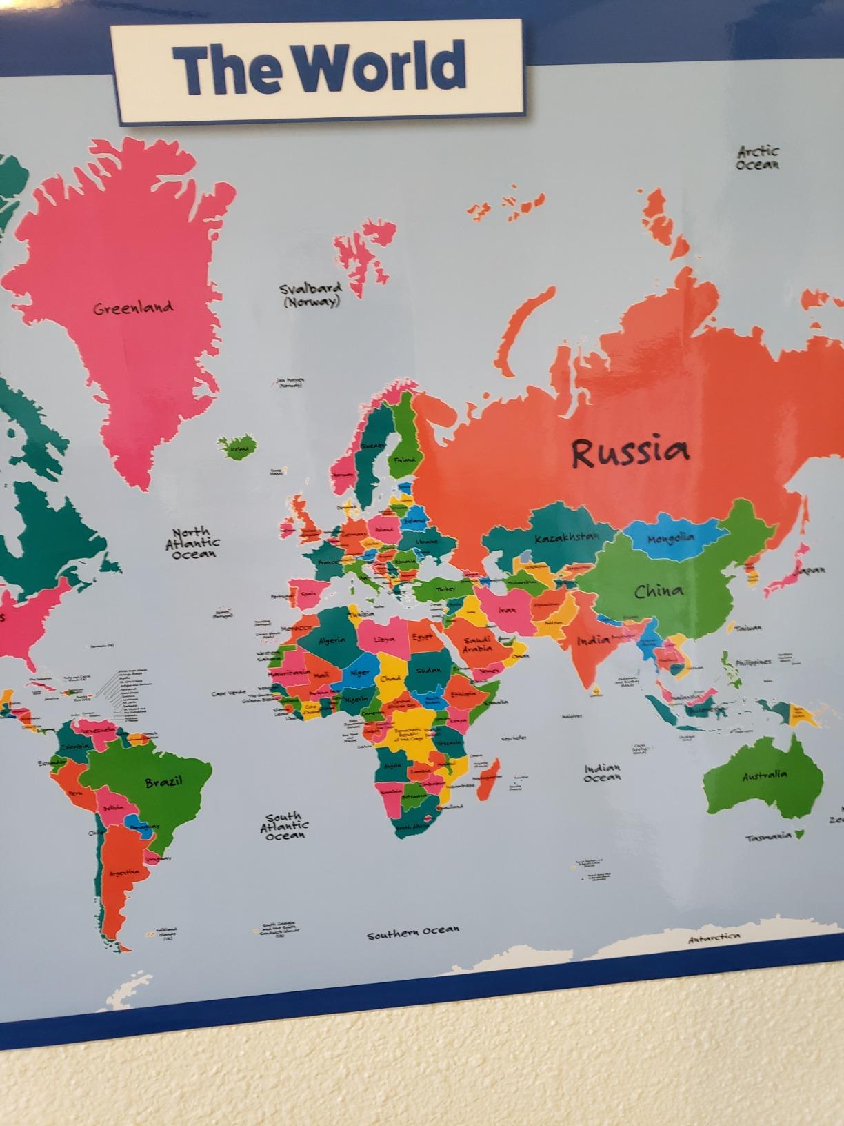 World Map and USA Map for Kids - 2 Poster Set - LAMINATED - Wall Chart Poster of the United States and the World (18 x 24) customer photo 2