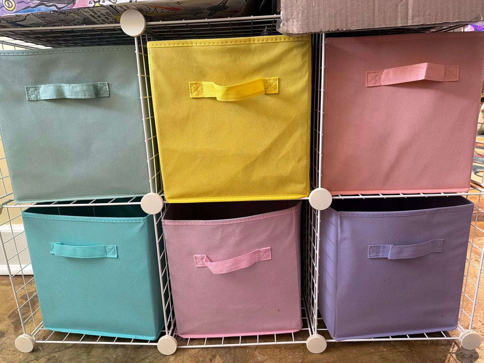 Sorbus Cube Storage Bin, Fabric, 6 Pack (11 Inch, Pastel Multi-Color) customer photo 2