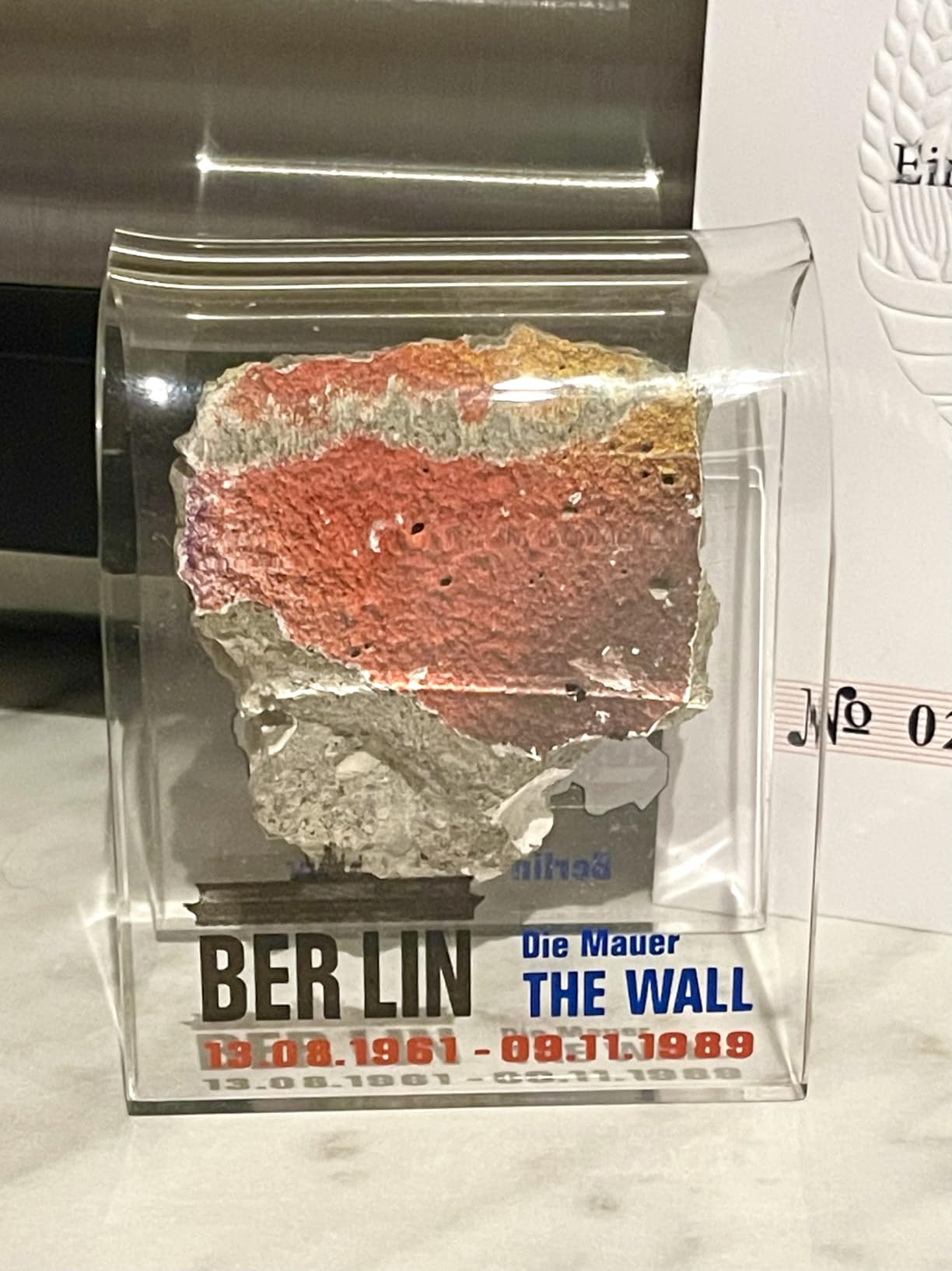 Original Piece of the Berlin Wall - Authentic Souvenir from the Real Wall in Germany Mounted in Acrylic Display (Small (2