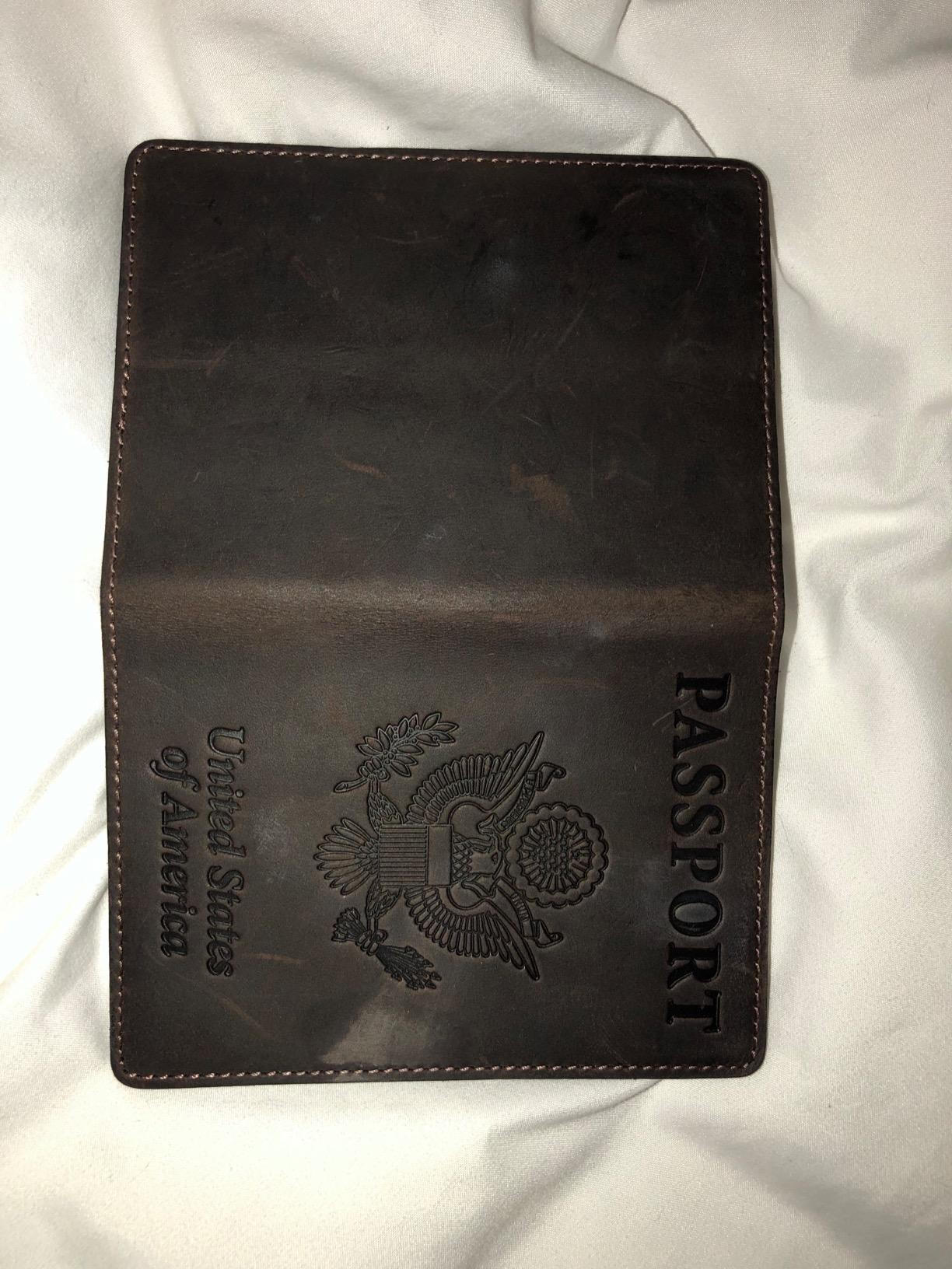 Shvigel US Leather Passport Book Cover - Thin American Travel Passport Holder - Premium International USA Passport Protector Case for Women Men (Brown Vintage New) customer photo 1