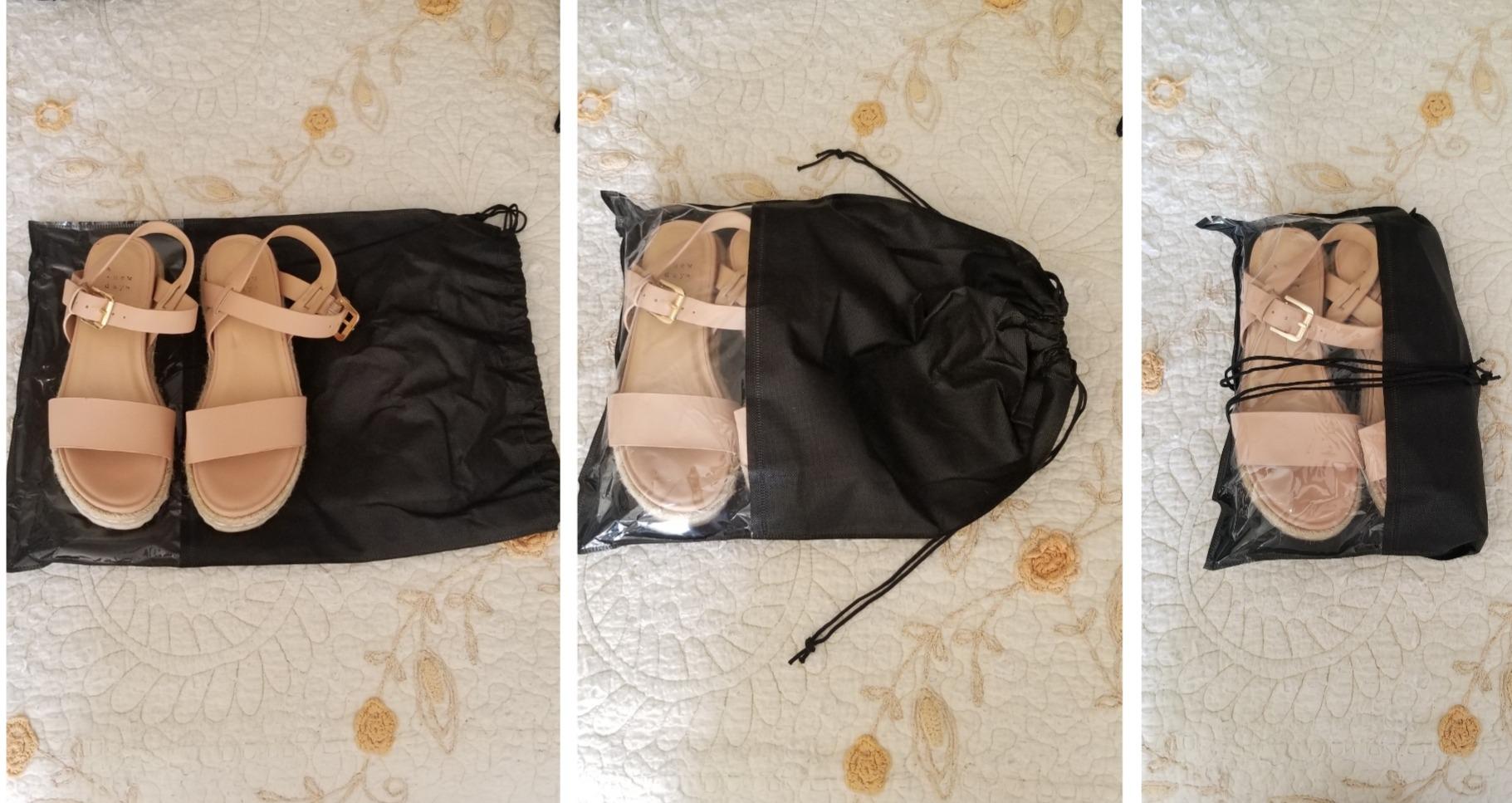 12PCS Travel Shoe Bags with Rope for Men and Women Large Shoes Pouch Storage Packing Organizers, Black customer photo 2