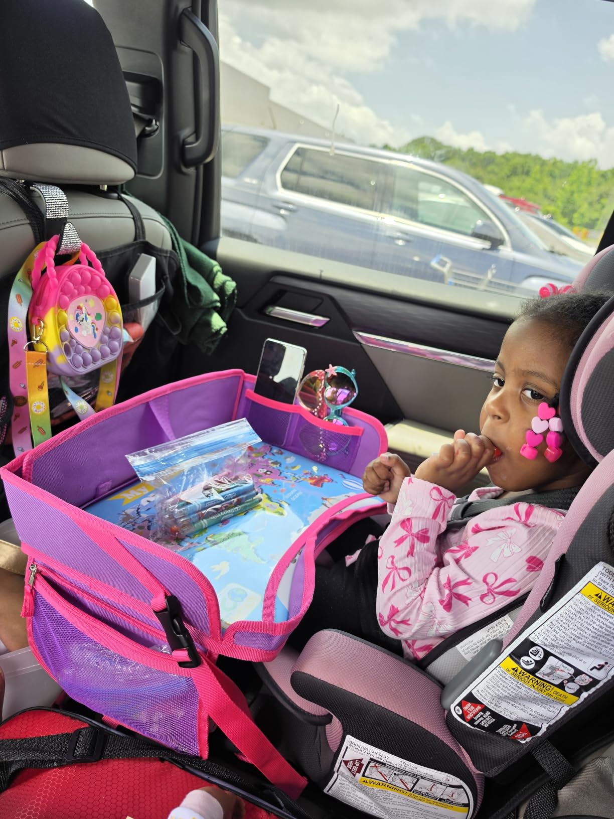 ECOFANTASY Kids Travel Tray - Toddler Car Seat Tray & Lap Desk - Pink customer photo 1