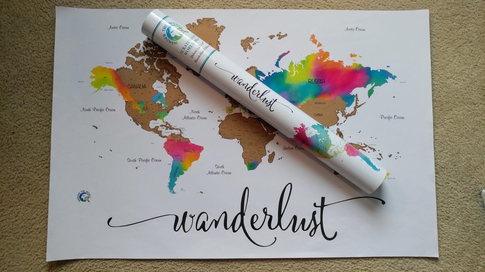 Scratch Off Map of The World | Deluxe Watercolor Wanderlust Edition | XL Size 36