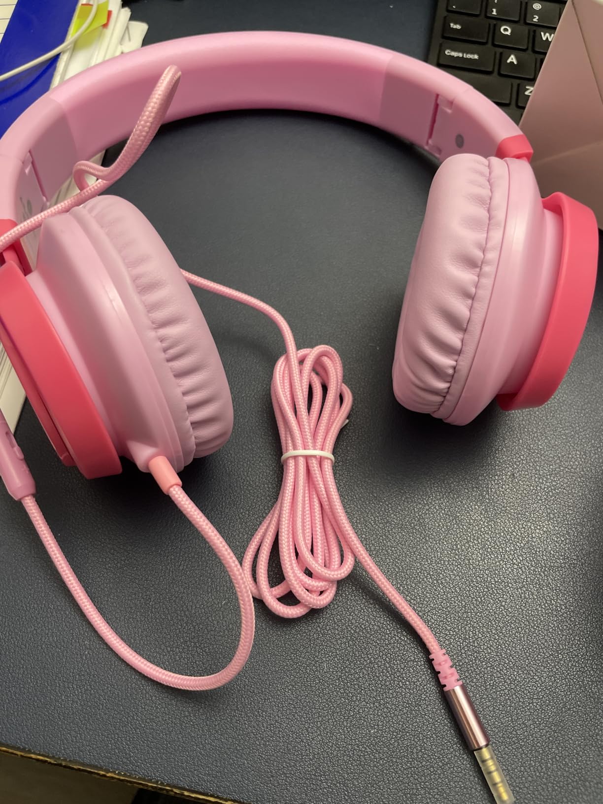Kids Wired Headphones with Mic for School Girls Women, 3.5mm, Purple Pink customer photo 2