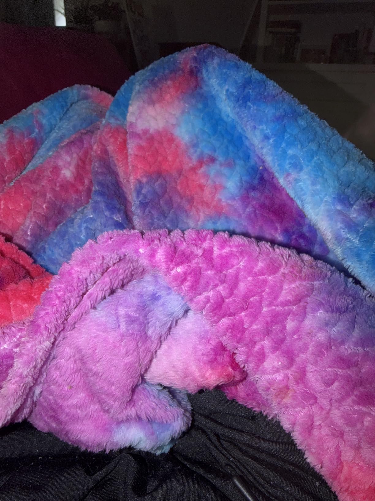 NEWCOSPLAY Fleece Leaves Pattern Throw Blanket, Light Purple, 50