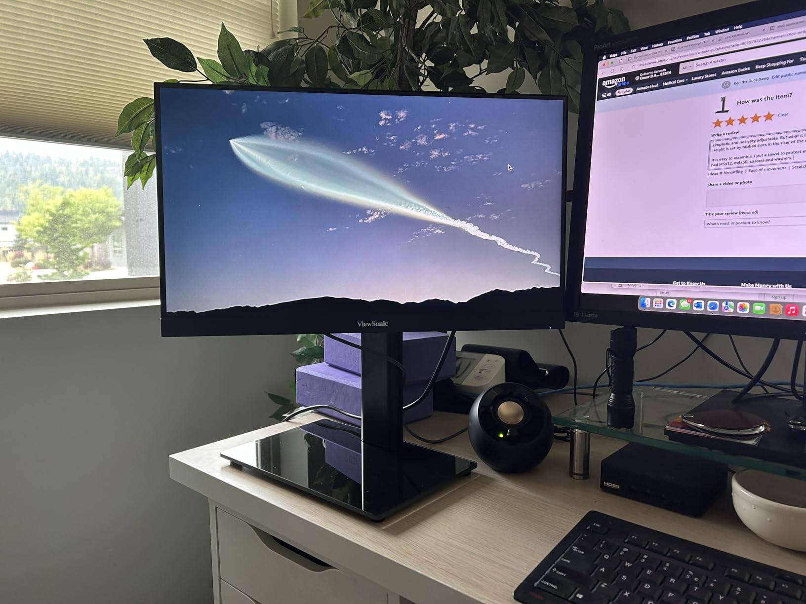 Single LCD Computer Monitor Free-Standing Desk Stand Mount Riser for 13 inch to 32 inch screen with Swivel, Height Adjustable, Rotation, Vesa Base Stand Holds One (1) Screen up to 77Lbs(HT05B-001)) customer photo 1