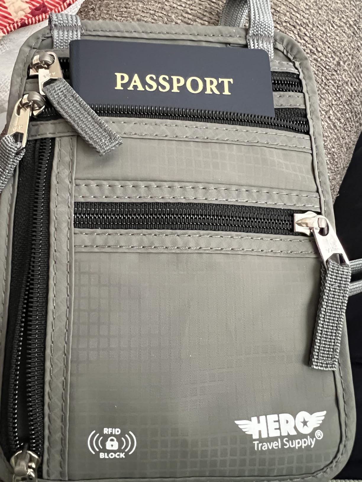 HERO Neck Wallet - RFID Blocking Passport Holder, Easy to Conceal Travel Pouch (Black) customer photo 1