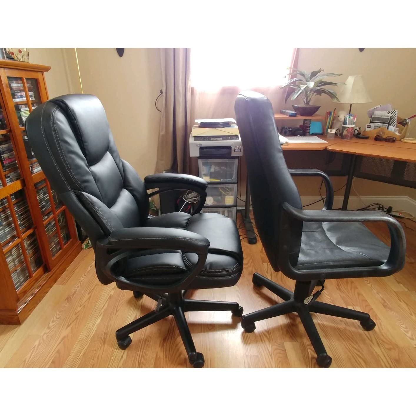 Furmax Office Executive Chair High Back Adjustable Managerial Home Desk Chair, Swivel Computer PU Leather Chair with Lumbar Support (1, Black) customer photo 1