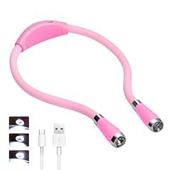 LED Neck Book Light, USB-C Rechargeable, Hands Free, 4 Super Bright LED Bulbs, 3 Adjustable Brightness, Best for Reading in Bed, Knitting, Walking, Jogging, Mending in Night (Pink) customer photo 1