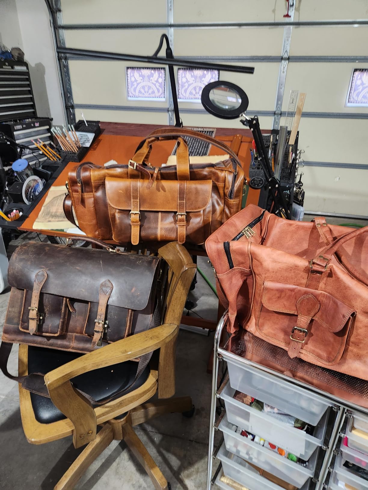 32 Inch Large Leather Duffle Bag for Men, Travel Holdall Gym Bag customer photo 2
