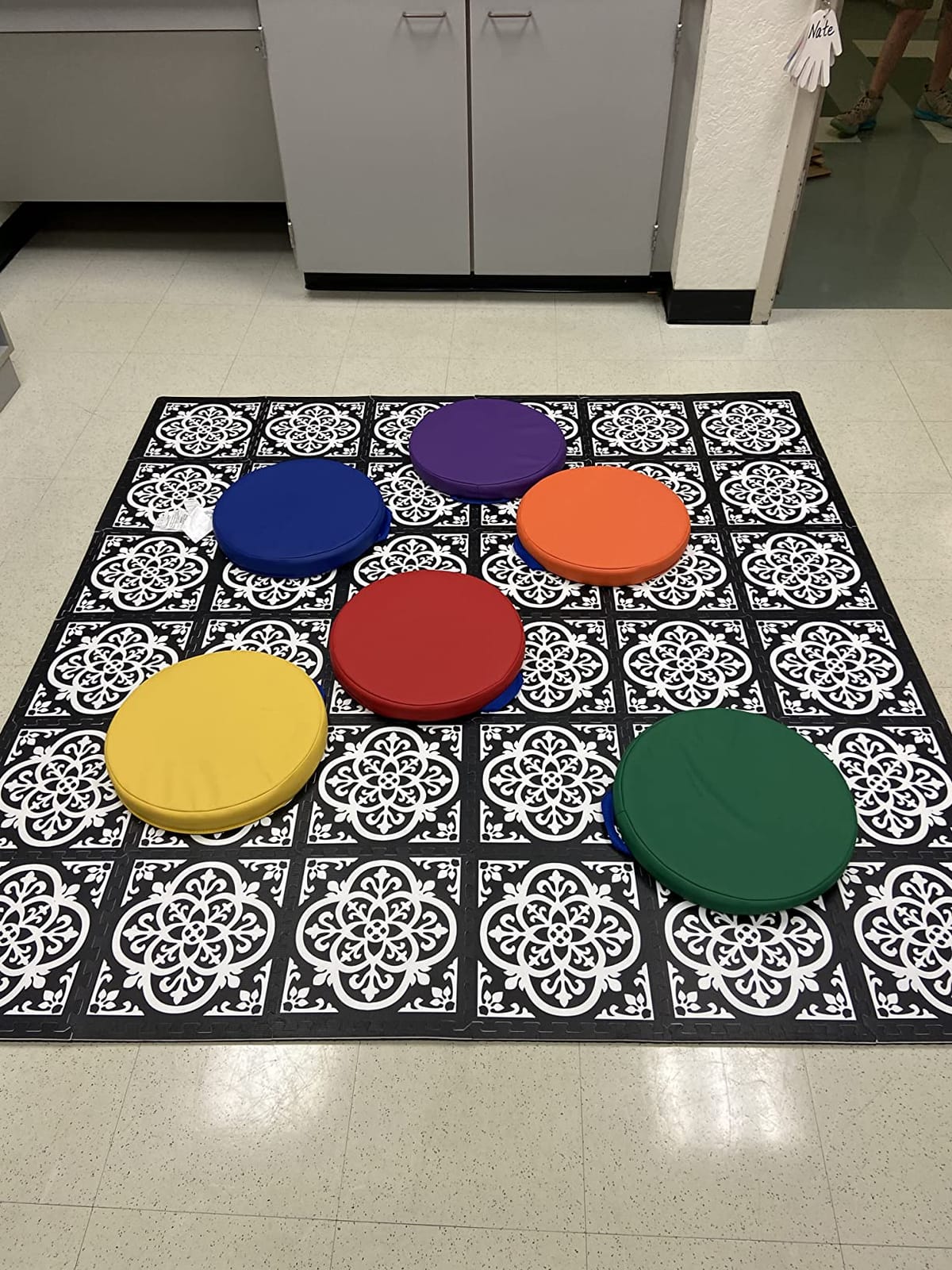 Factory Direct Partners SoftScape 15 inch Round Classroom Floor Cushions with Handles; Flexible Seating for Daycare, Preschool, Playroom; 2 inch Thick Deluxe Foam (6-Piece) - Contemporary, 11232-CT customer photo 1