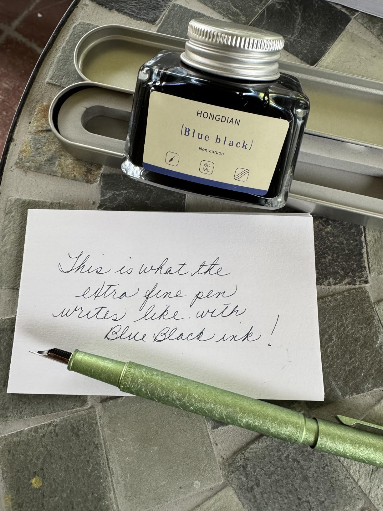 Matte Black Forest Fountain Pen Extra Fine Nib Classic Design with Converter and Metal Pen Box Set by Asvine customer photo 2