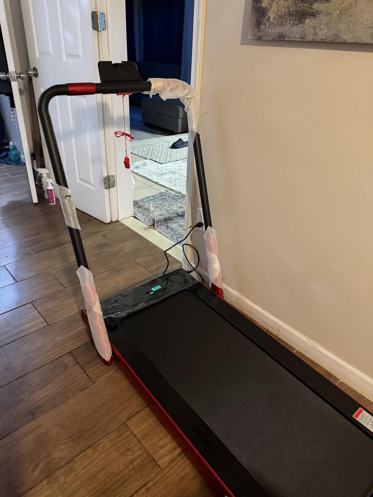 GYMAX Walking Pad, 2 in 1 Free Installation Under Desk Treadmill with Smart App, Remote Control & LED Display, 2.25HP Foldable Portable Compact Running Machine for Small Spaces Home Office customer photo 2