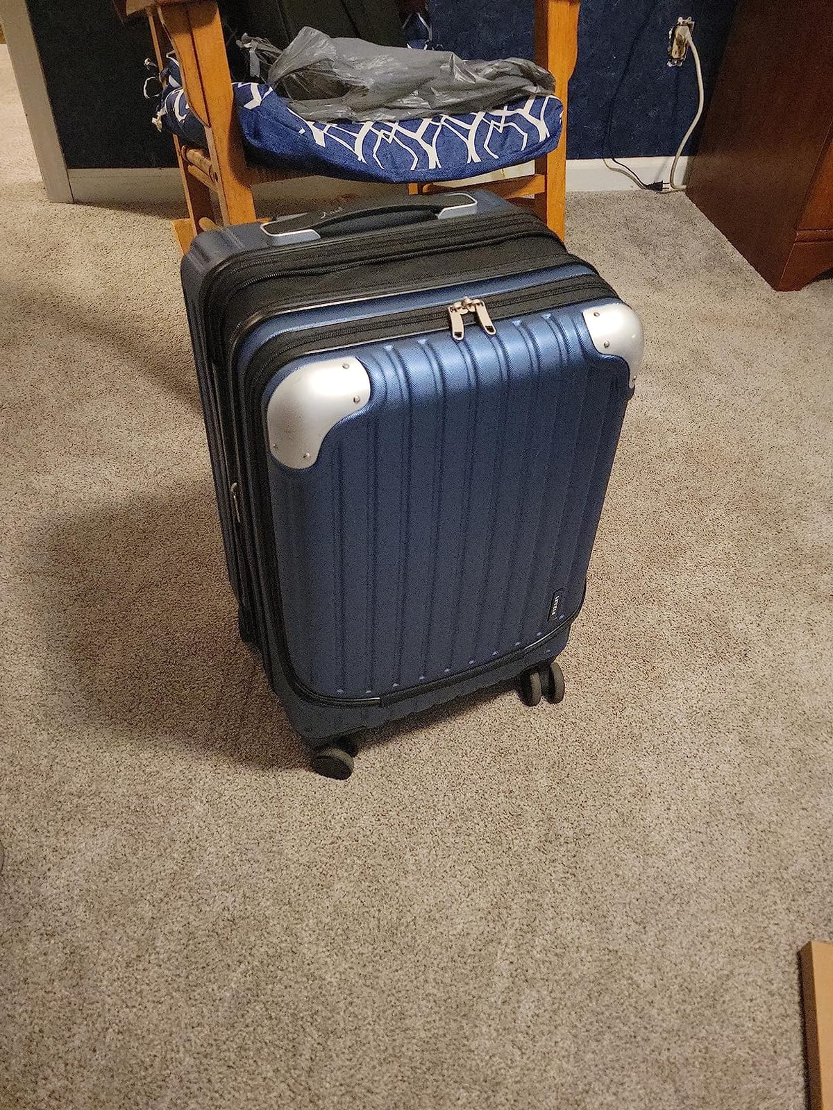 LEVEL8 Grace Carry on Luggage Airline Approved, 20 Inch Expandable Hard Sided Luggages with Spinner Wheels, Harshell Small Rolling Suitcase for Women Men with Tsa Lock, Blue customer photo 1