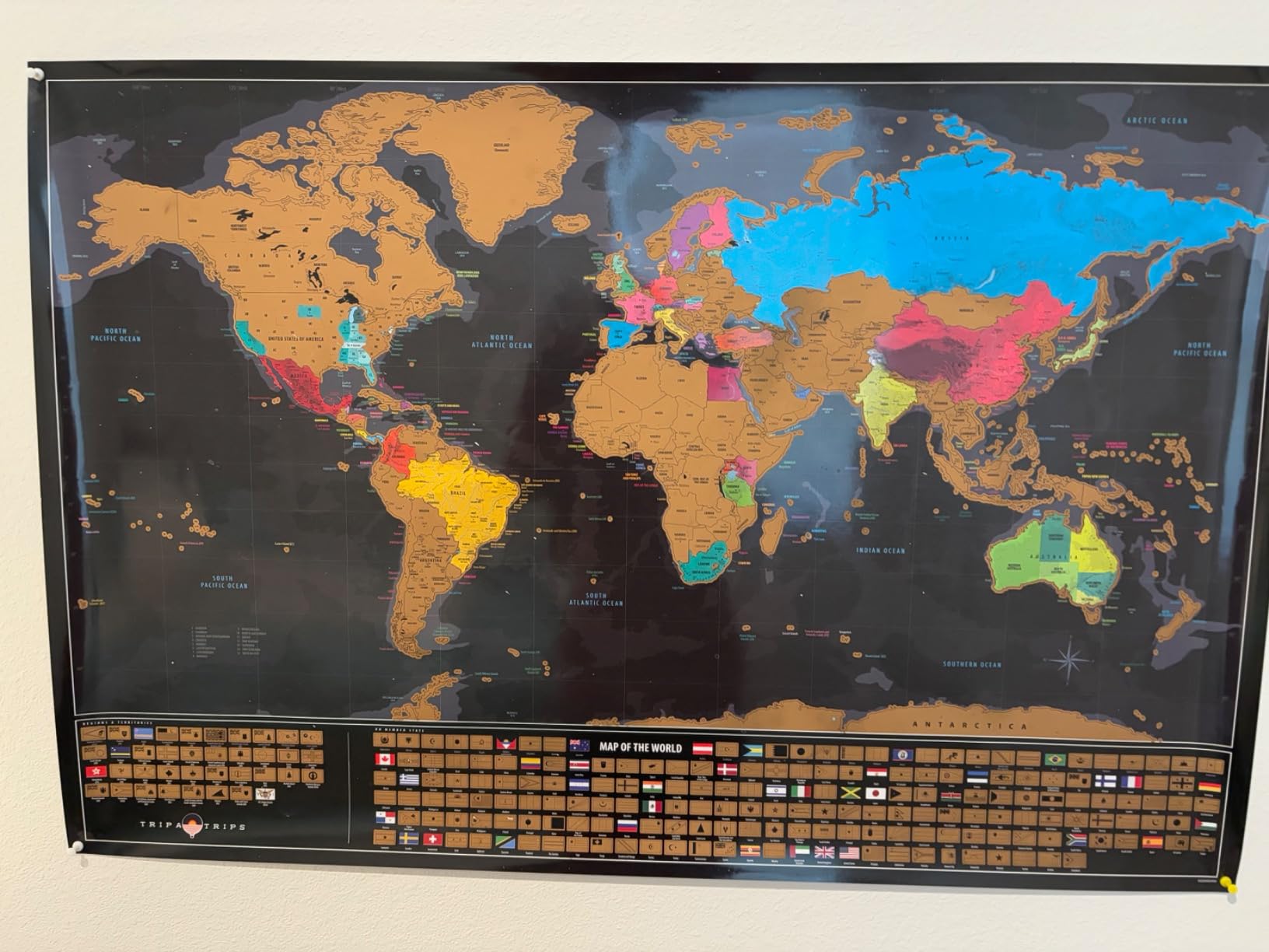 XL Scratch Off World Map with 233 Flags – 36 x 24 Scratch Off Map of The World + USA Scratch Map – Easy to Frame World Map + Tools – Detailed Travel Wall Poster - Deluxe Gift for Travelers customer photo 2