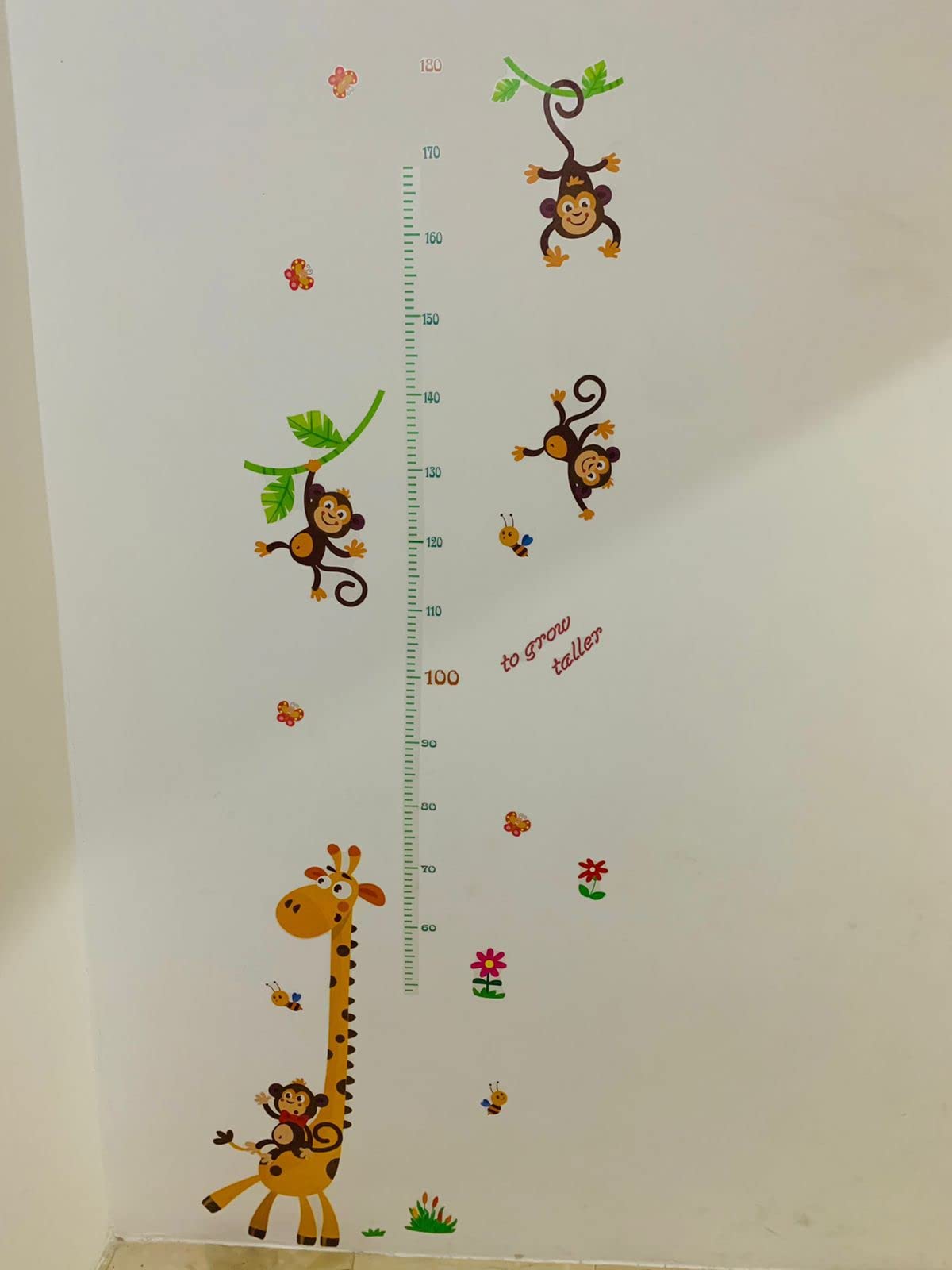 DEKOSH Giraffe & Monkeys Kids Height Wall Chart | Peel & Stick Nursery Wall Decals for Baby Bedroom, Toddler Playroom customer photo 2