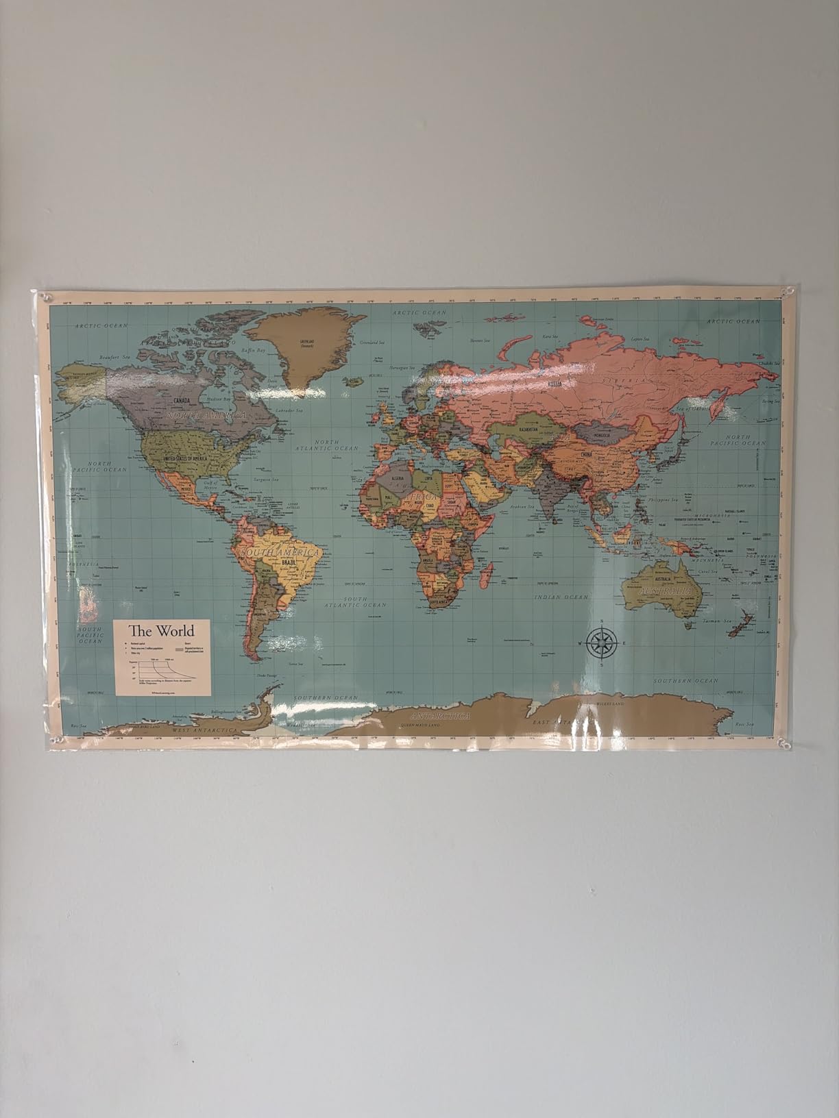 Laminated World Map Poster - Wall Chart Map of Earth - 18