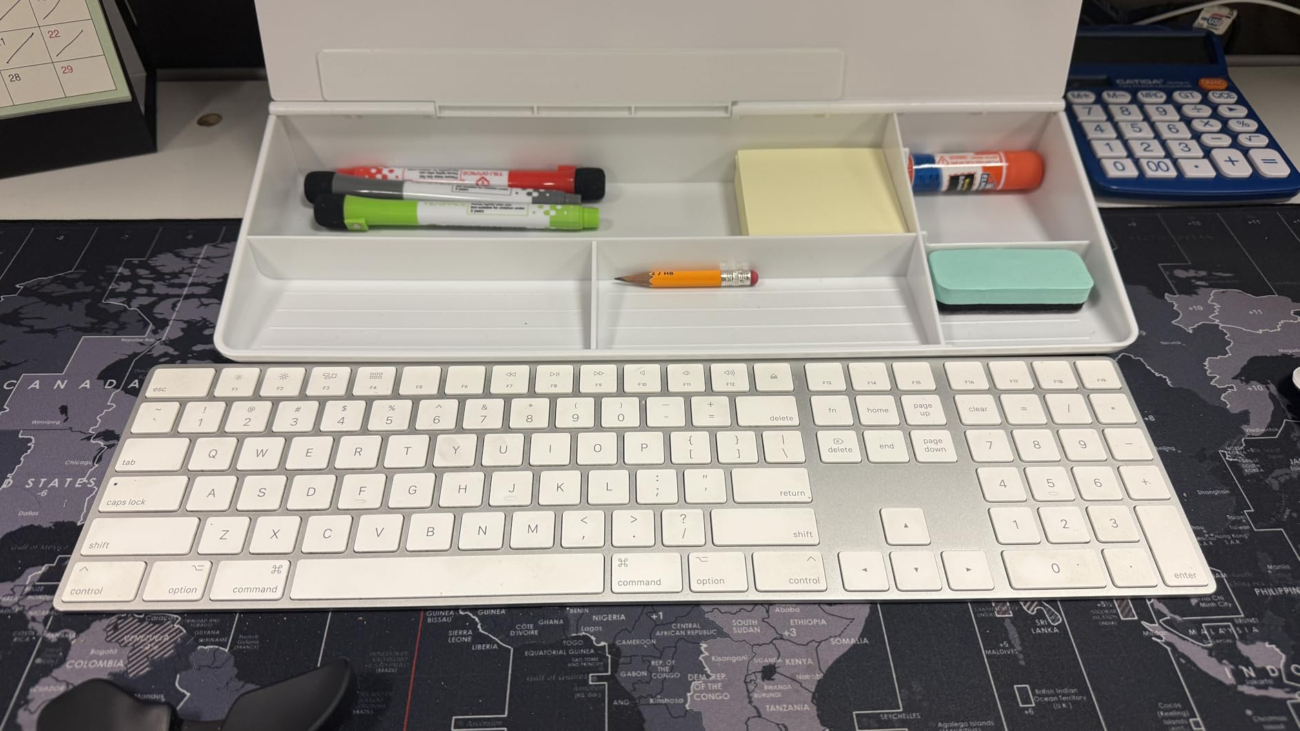 TSJ OFFICE Small Desktop Whiteboard -Glass Dry Erase Board Computer Keyboard Stand White Board Surface Pad with Drawer, Desk Organizers with Accessories for Office, Home, School Supplies - White customer photo 1