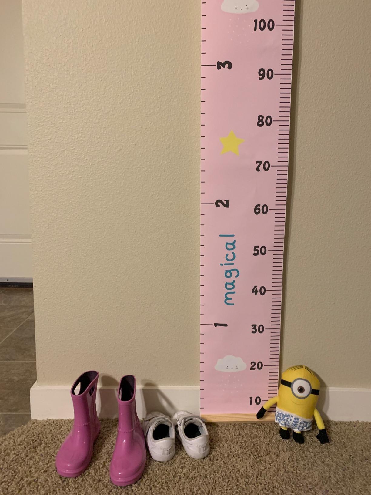 Kids Growth Chart, Wood Frame Fabric Canvas Height Measurement Ruler from Baby to Adult for Child's Room Decoration 7.9 x 79in (7.9 x 79in, Colorful) customer photo 2