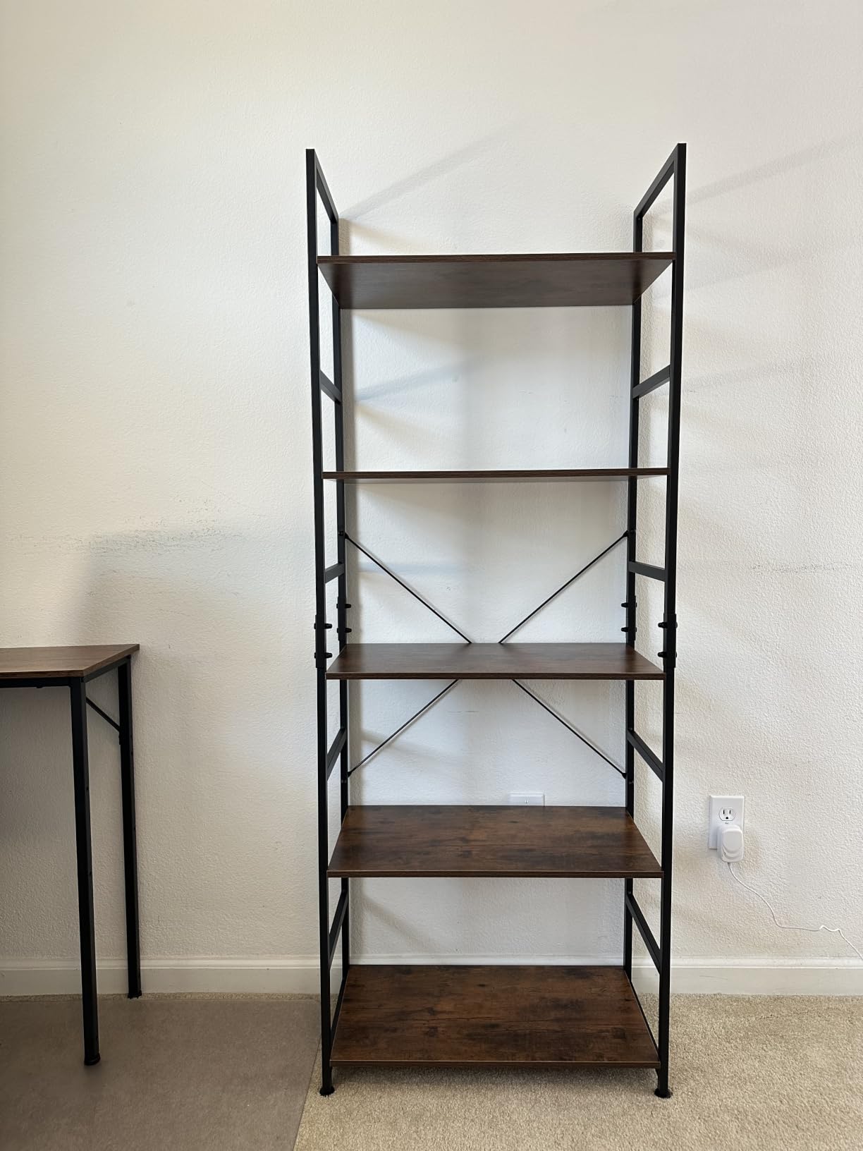 NUMENN 5 Tier Bookshelf, Tall Freestanding Open Storage Bookcase, Vintage customer photo 2